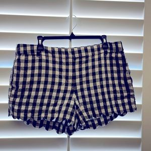 J. Crew black & white gingham shorts Size 14; 3” length